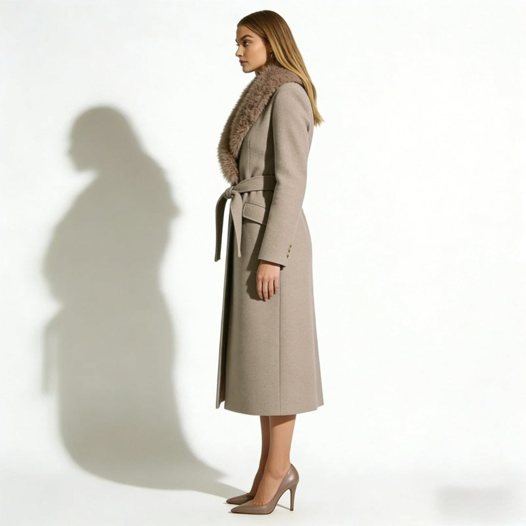 Bindi | Virgin Wool Coat with Oversized Fur Collar