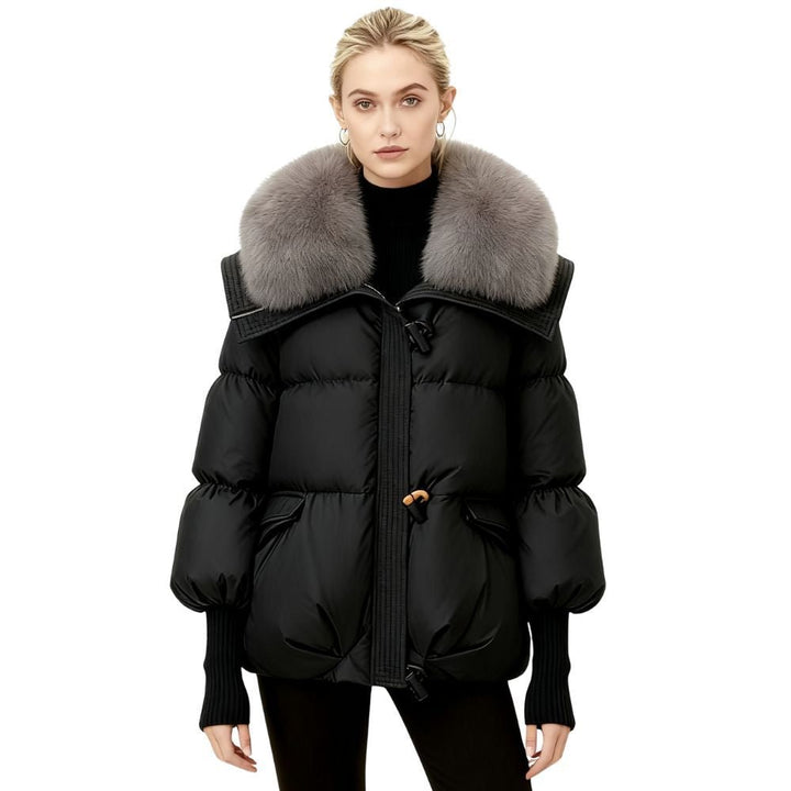 Banksia | Oversized Fox Fur Collar Down Puffer Coat