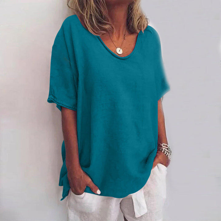 Cotton Knit T-Shirt Oversized Loose Fit Women's Summer Top