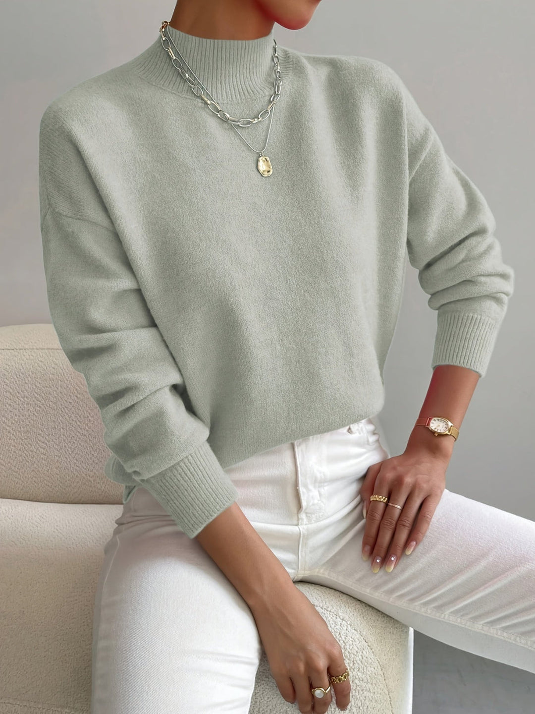 Mara | Women's Relaxed Mock-Neck Fleece Sweatshirt