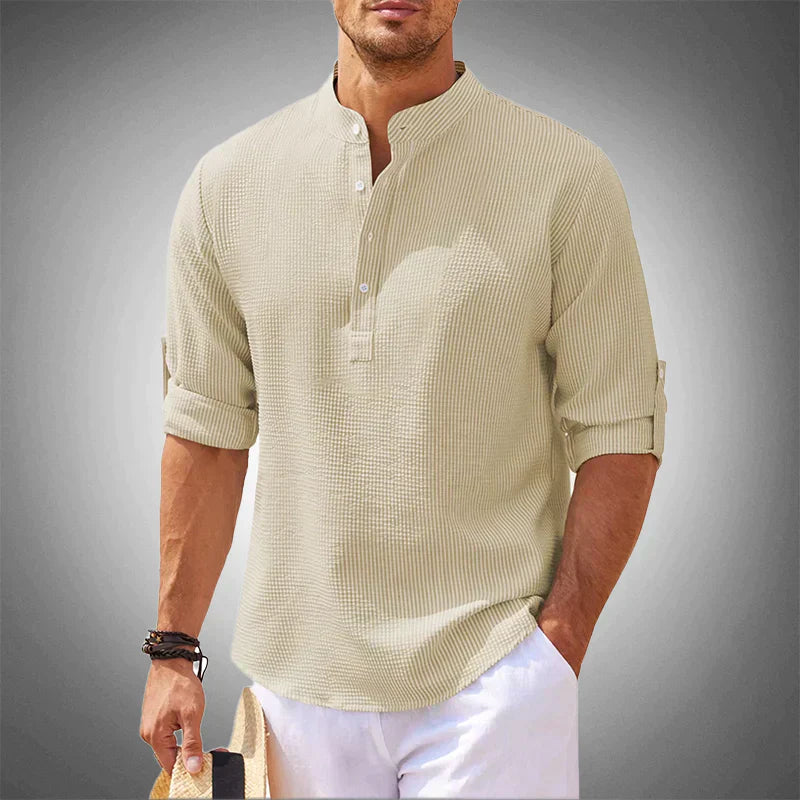 Men's Short-Sleeve Linen Henley Shirt