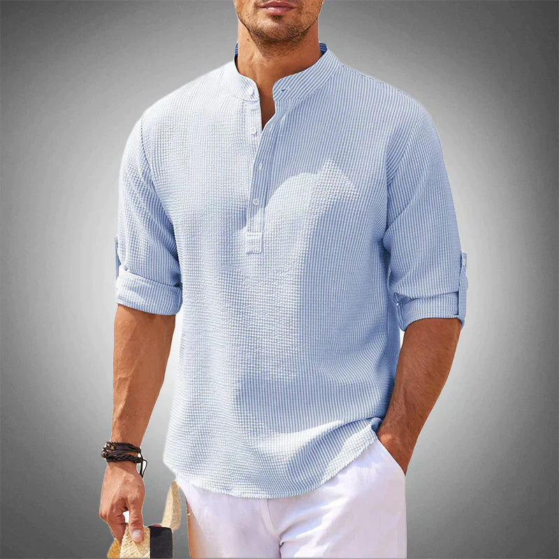 Men's Short-Sleeve Linen Henley Shirt