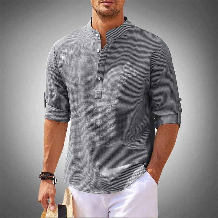 Men's Short-Sleeve Linen Henley Shirt