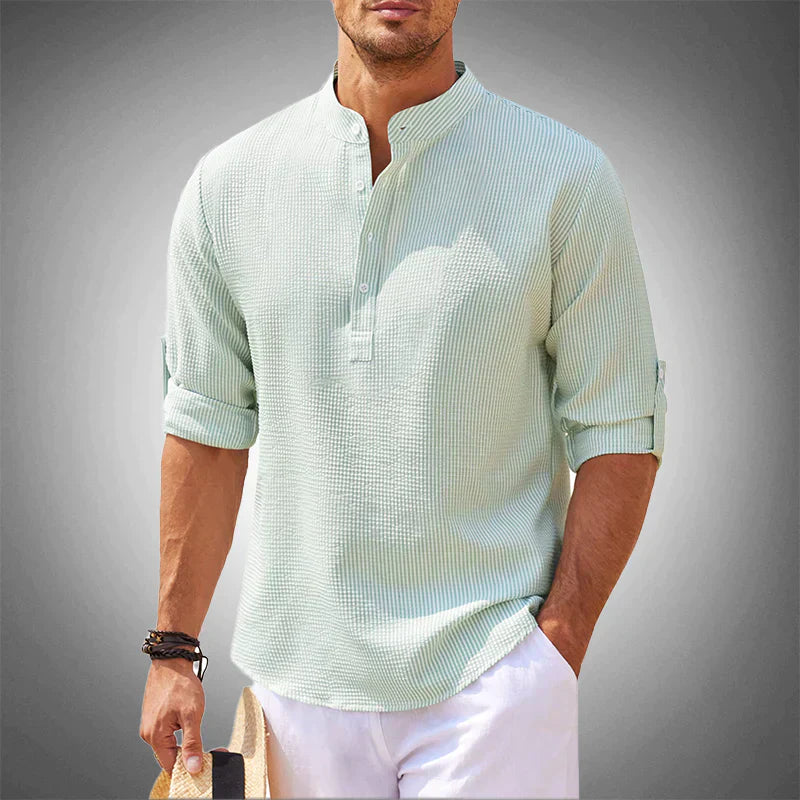 Men's Short-Sleeve Linen Henley Shirt