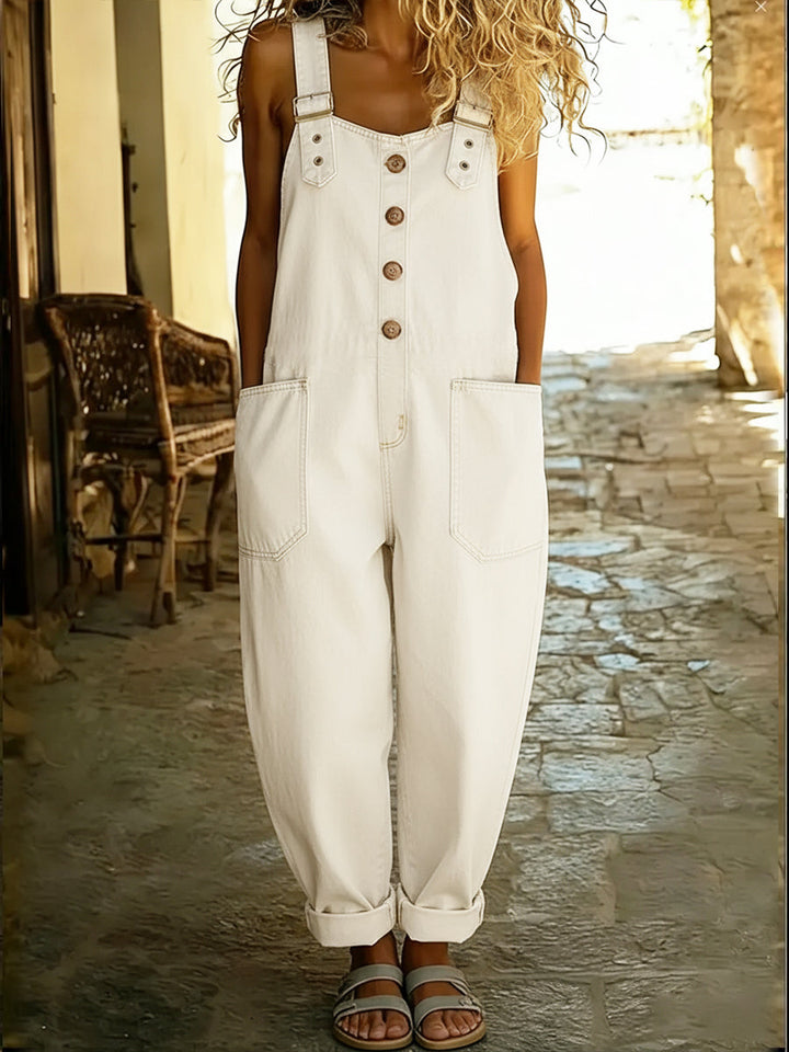 Vesper | Wide Leg Denim Overalls Jumpsuit
