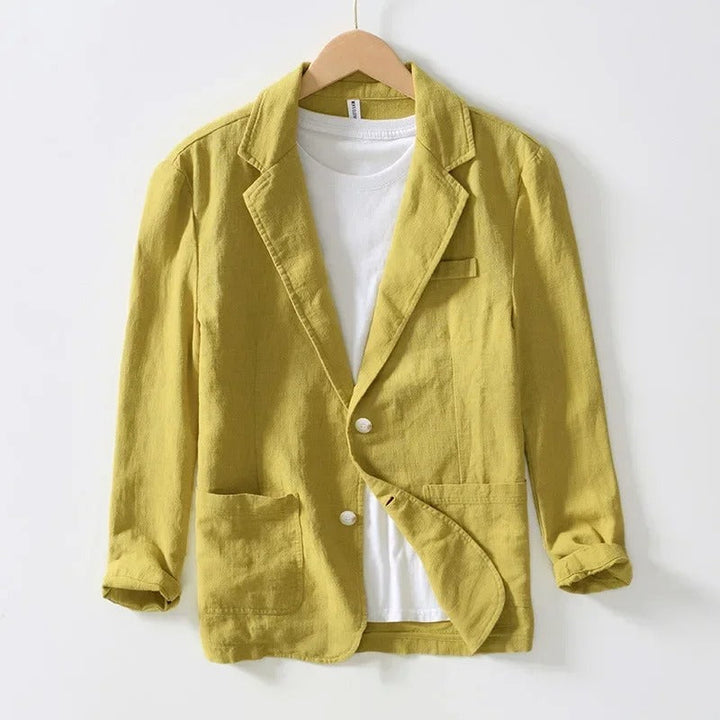Men's Linen Blazer Lightweight Suit Jacket Slim Fit Smart Casual Sport Coat
