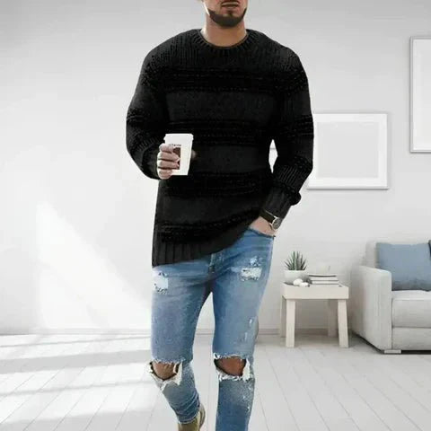 Elliott | Men's Striped Crew Neck Long Sleeve Sweater