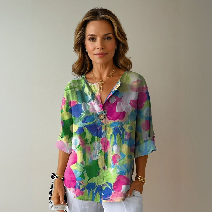 Cleo | Floral V-Neck Printed Blouse