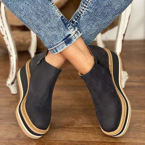 Women’s Leather Low-Wedge Ankle Boots