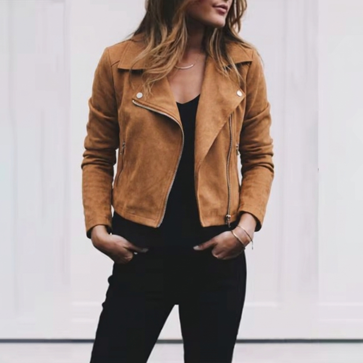 Remy | Women's Cropped Zip Suede Jacket